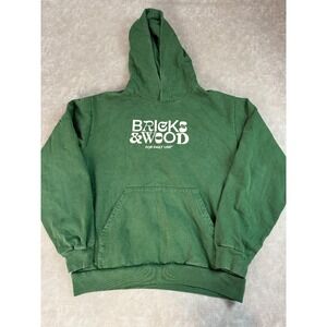 Bricks & Wood Adult For Daily Use Long Sleeve Pullover Green Hoodie Medium
